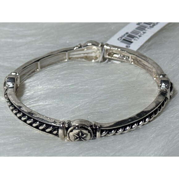 Periwinkle By Barlow Silver-Tone Starfish Bracelet & Black Crystal Stretch Ring - Picture 2 of 10